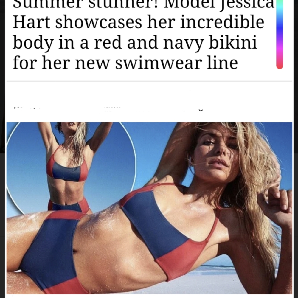 Nwt Jessica Hart Olympic colors solid & striped swim team bikini set S